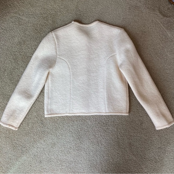 Vintage Cream White Boiled Wool Jacket Sweater Cardigan Coat Sz 9/10 Hong Kong - Picture 2 of 9